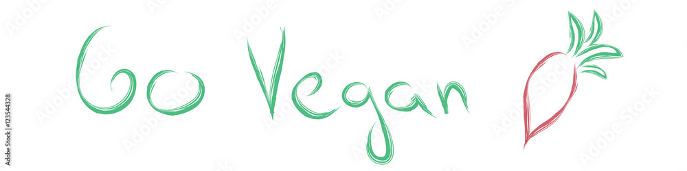 Vector illustration inscription go vegan. Vector illustration inscription go vegan.