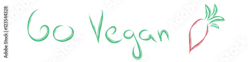 Vector illustration inscription go vegan.