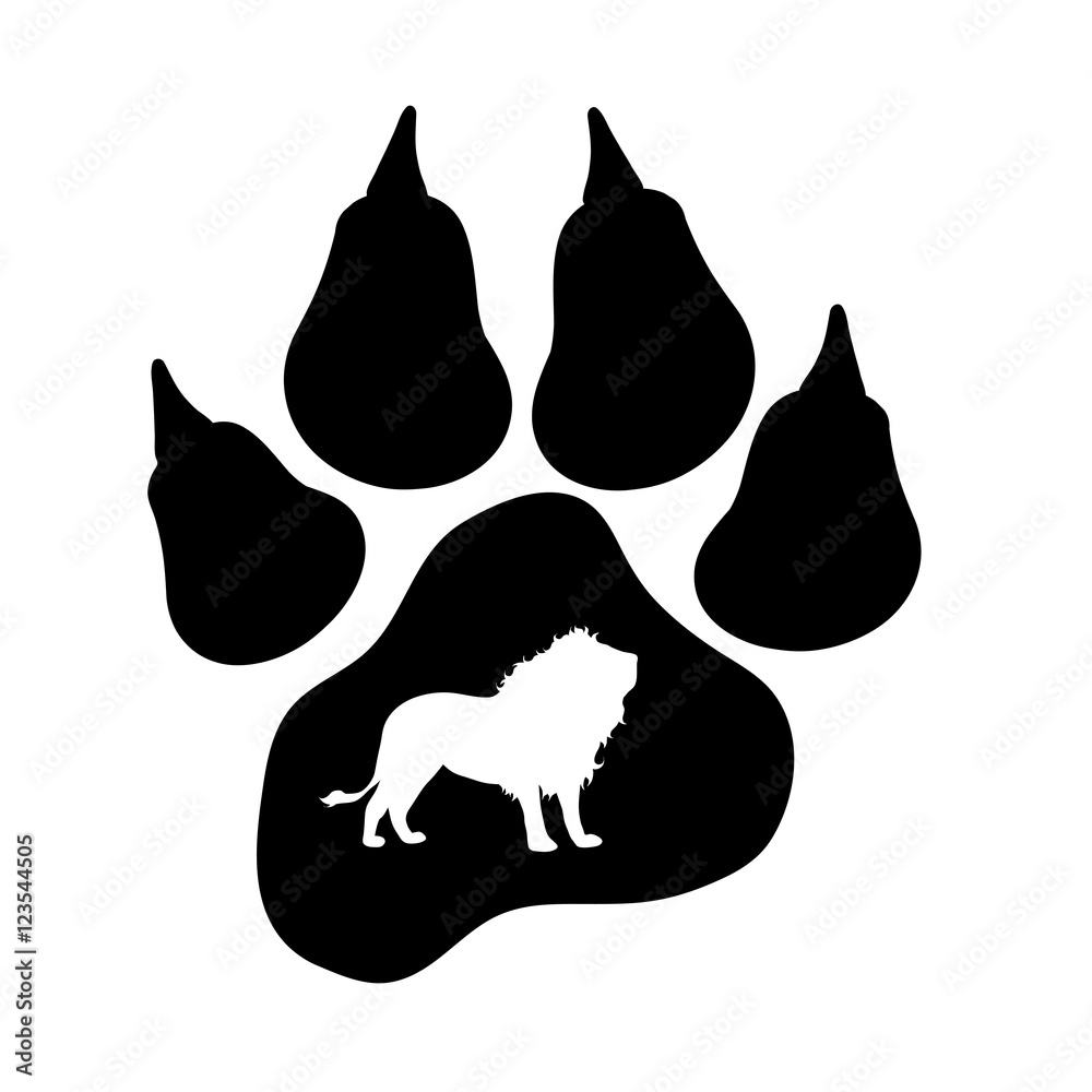 Obraz premium Vector silhouette of lion's paw.