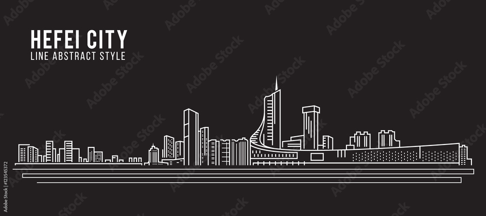 Cityscape Building Line art Vector Illustration design - Hefei city