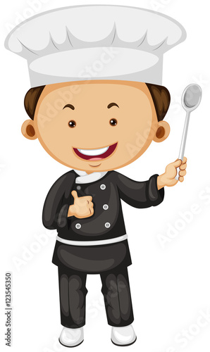 Male chef holding spoon
