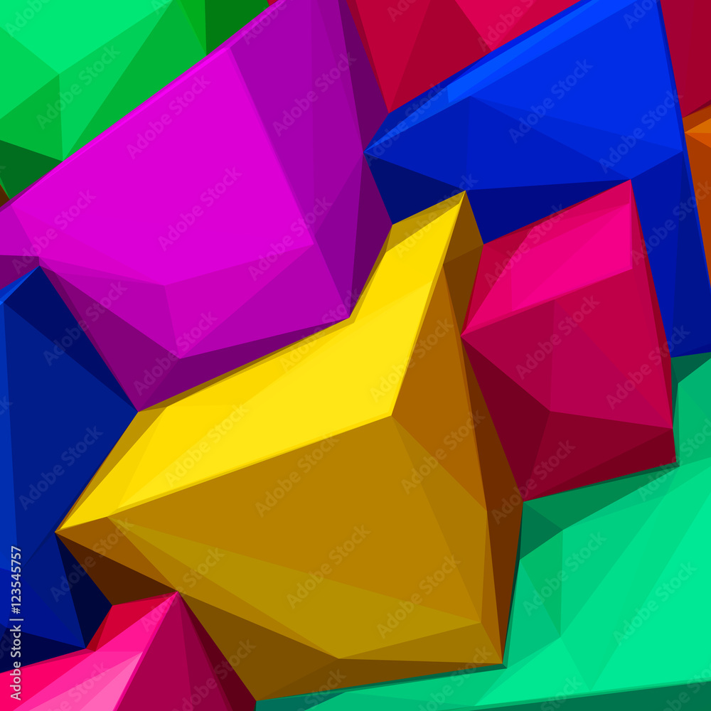 Abstract background with colorful cubes and triangular shadows f Abstract background with colorful cubes and triangular shadows f