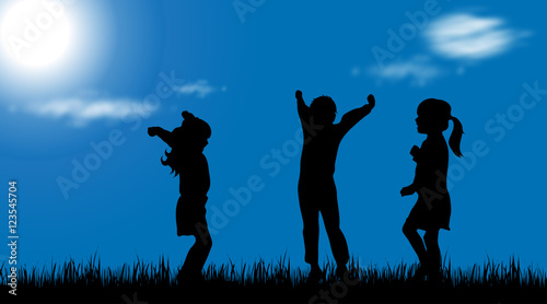 Vector silhouette of children.