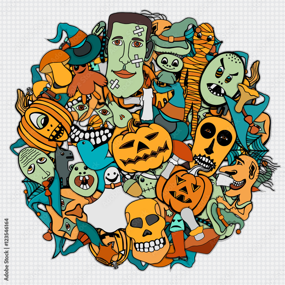 Halloween round illustration.