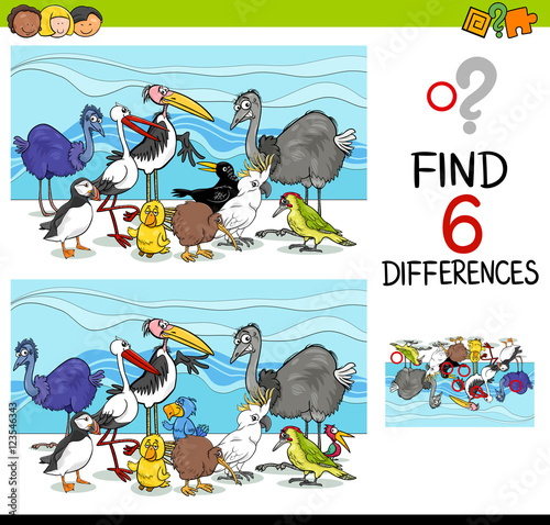 differences game with birds