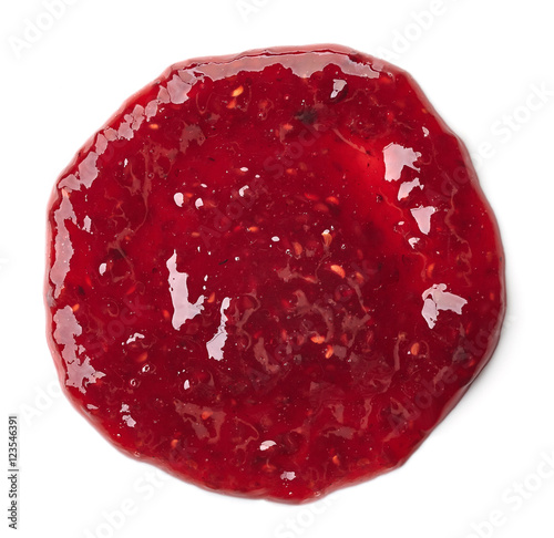 Round spot of raspberry jam photo