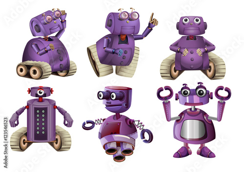 Wallpaper Mural Purple robots in six designs