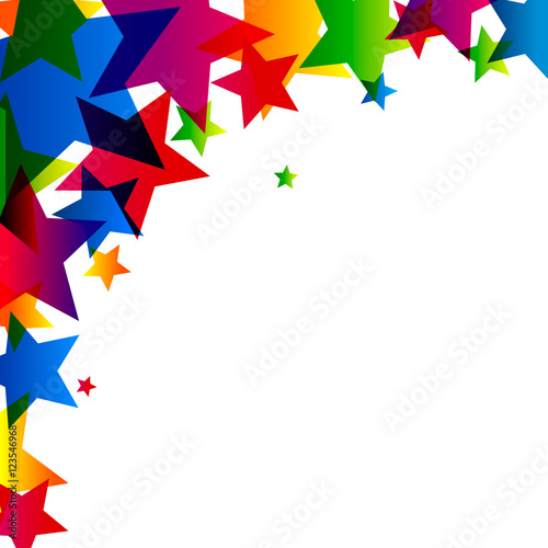 Colorful stars background, star border or frame