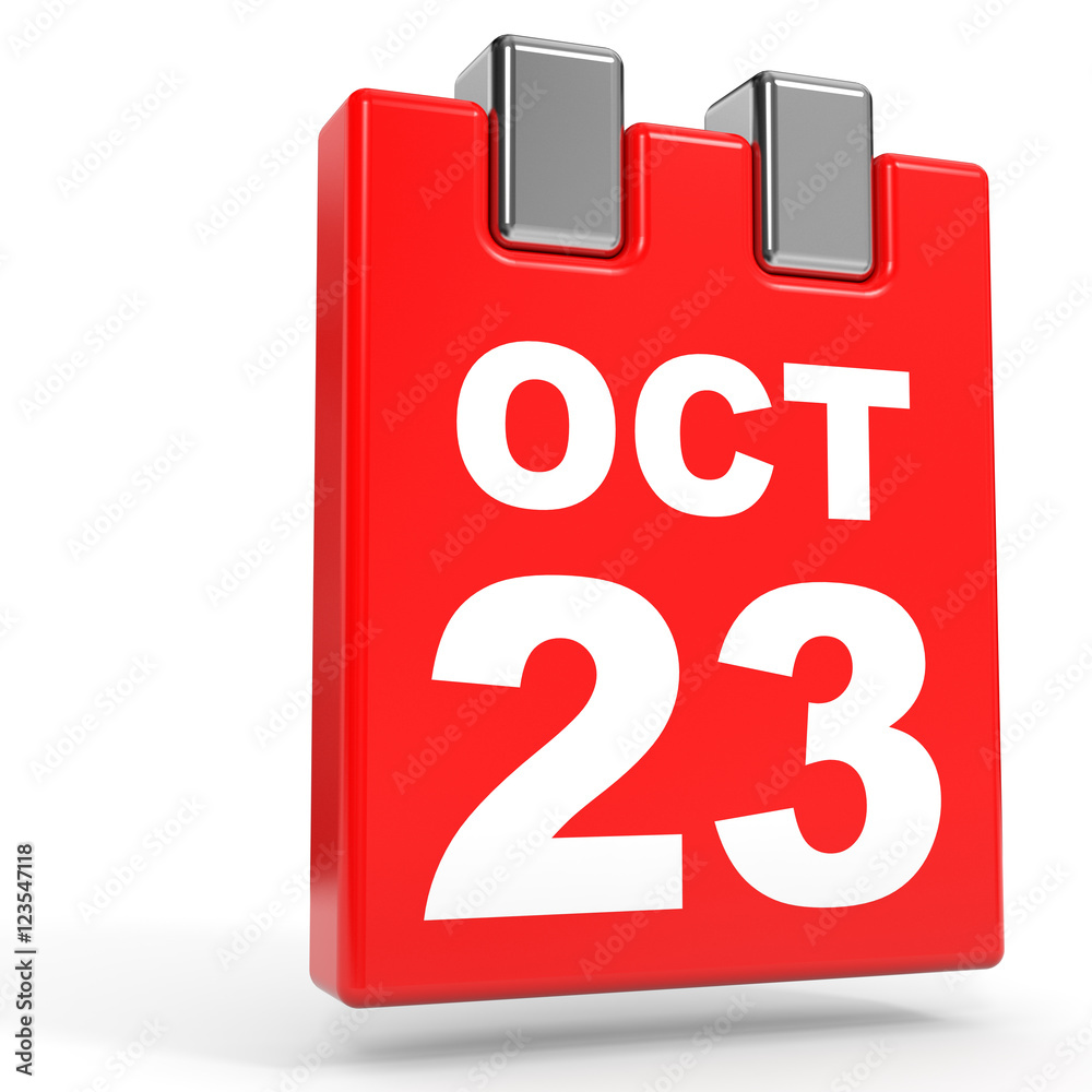 Fototapeta premium October 23. Calendar on white background.