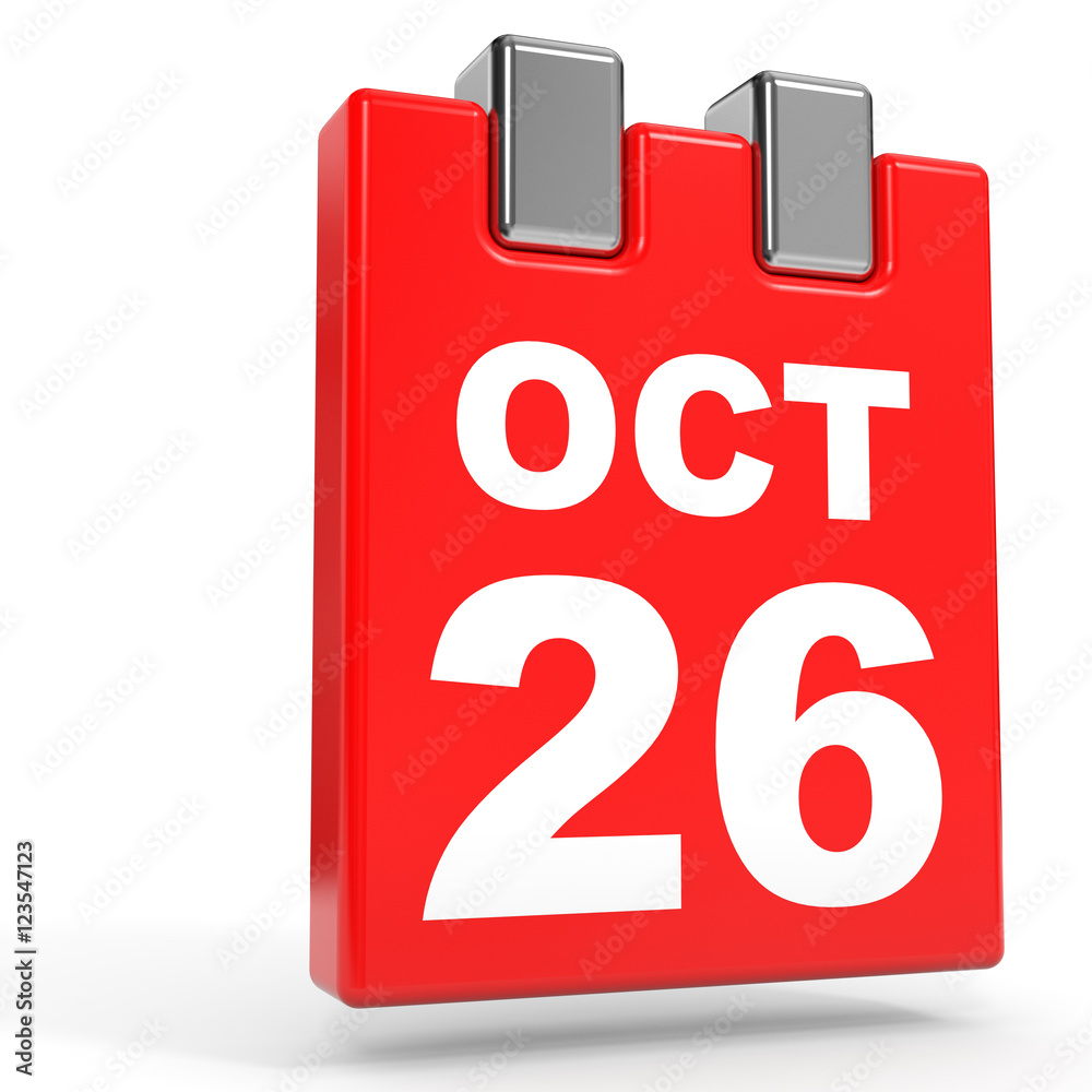 October 26. Calendar on white background. October 26. Calendar on white background.