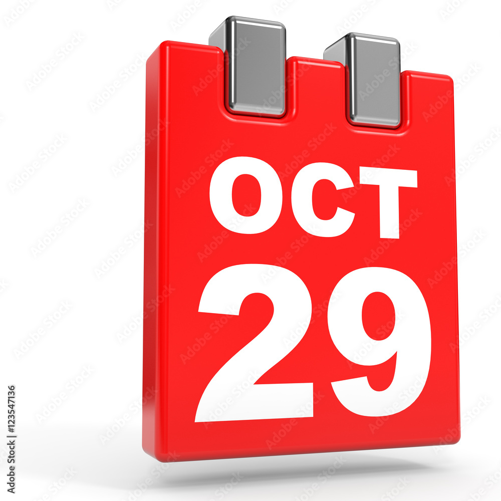 October 29. Calendar on white background. October 29. Calendar on white background.