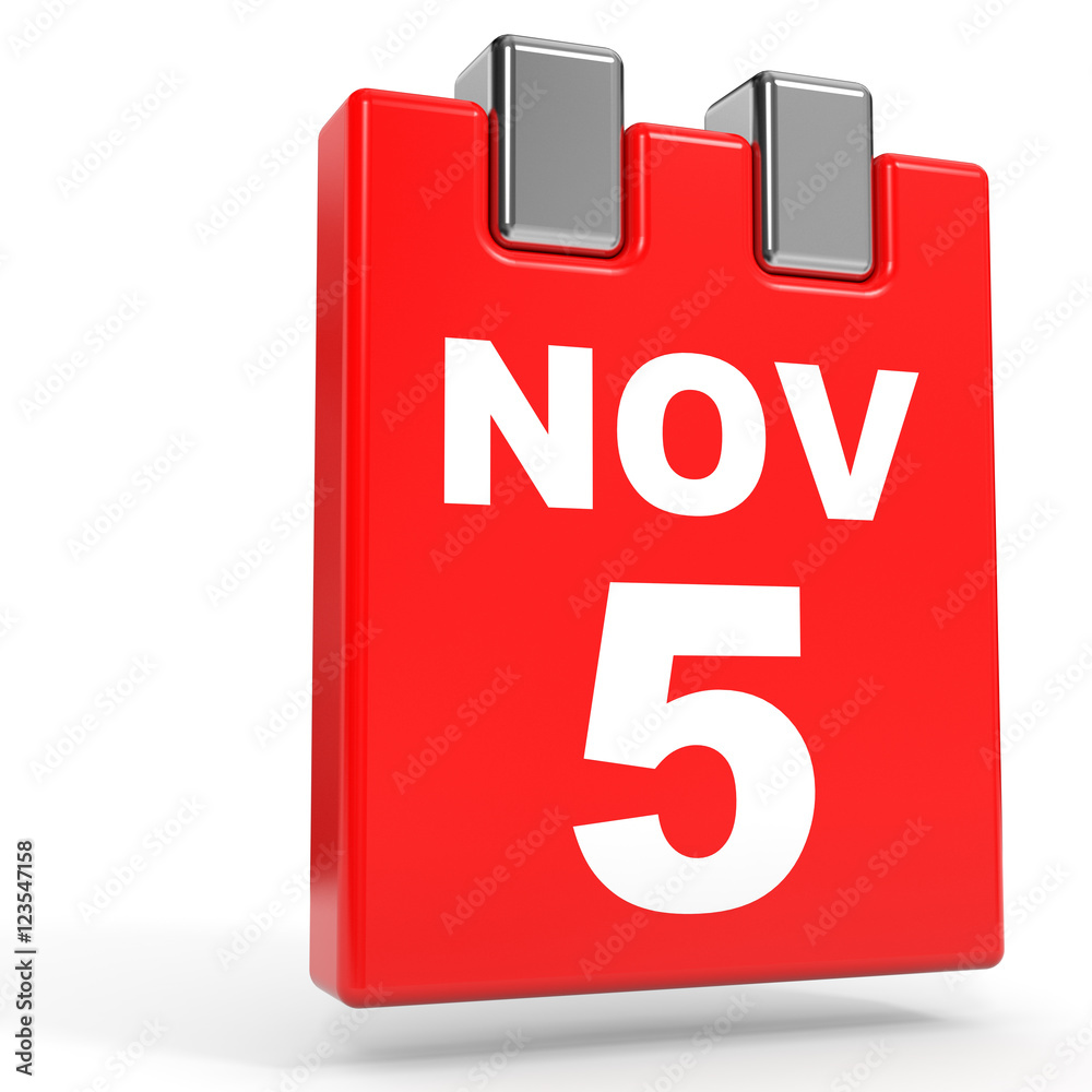 November 5. Calendar on white background. November 5. Calendar on white background.