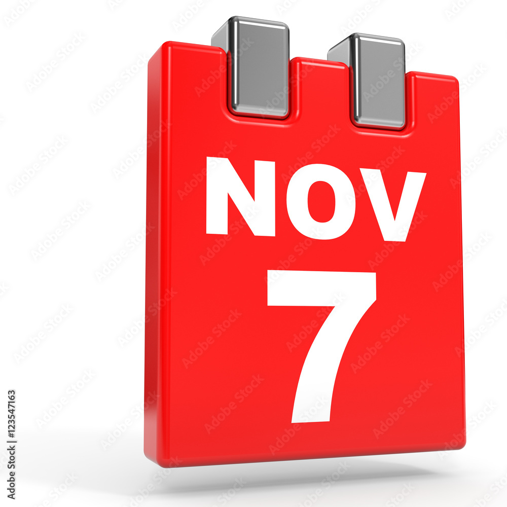 November 7. Calendar on white background. November 7. Calendar on white background.