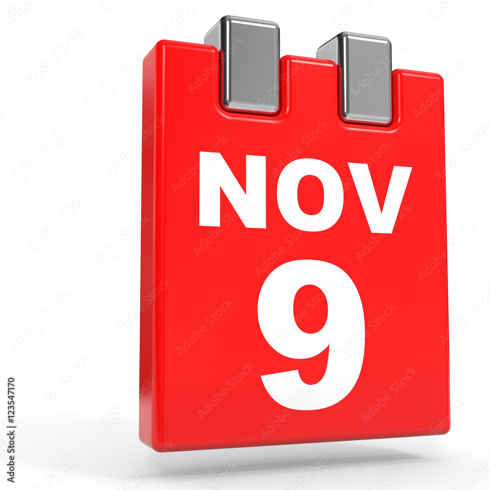 November 9. Calendar on white background. November 9. Calendar on white background.