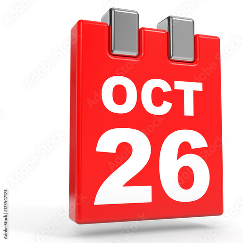 October 26. Calendar on white background.