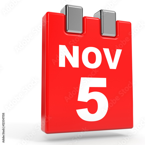 November 5. Calendar on white background.