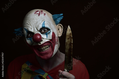Billede på lærred scary evil clown with a knife