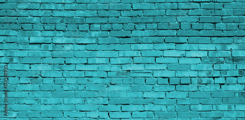 Turquoise brick wall background  brick texture
