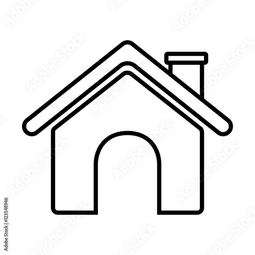 contour roof house and chimney vector illustration