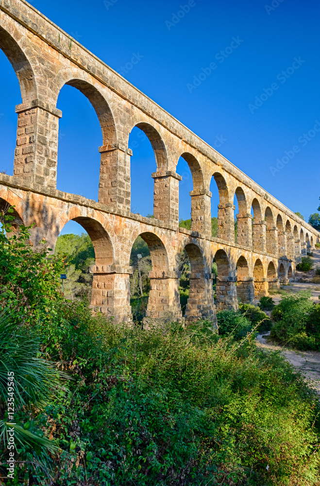 Hugo roman aqueduct construction in the park near Tarragona, Spain