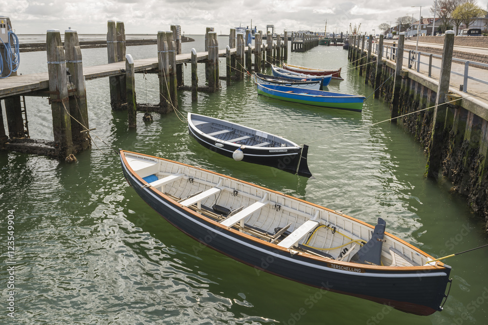 Rowing boats in the harbour of West Terschelling.