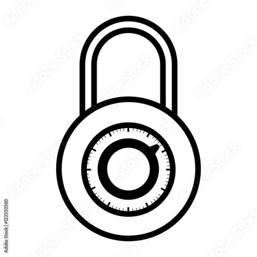 contour key lock with circular body and shackle vector illustration