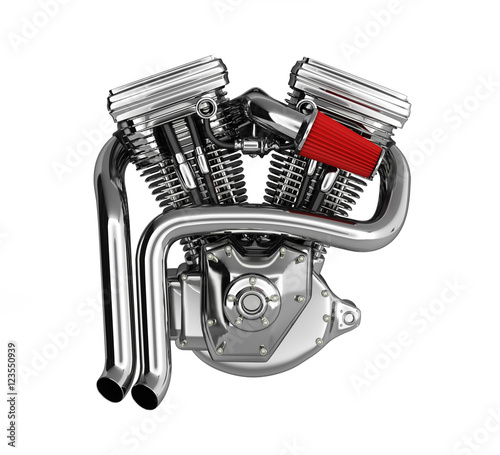 Motorcycle engine v twin isolated on white background 3d photo