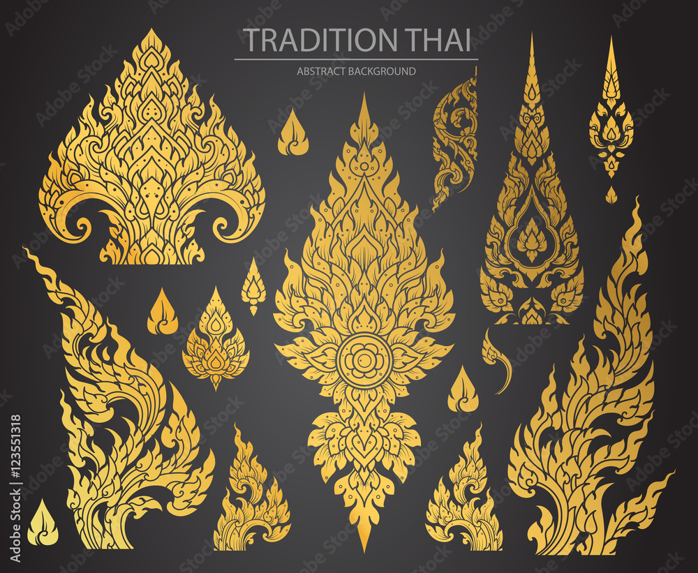 Set of Thai art element, Decorative motifs. Ethnic Art, icon vec Set of Thai art element, Decorative motifs. Ethnic Art, icon vec