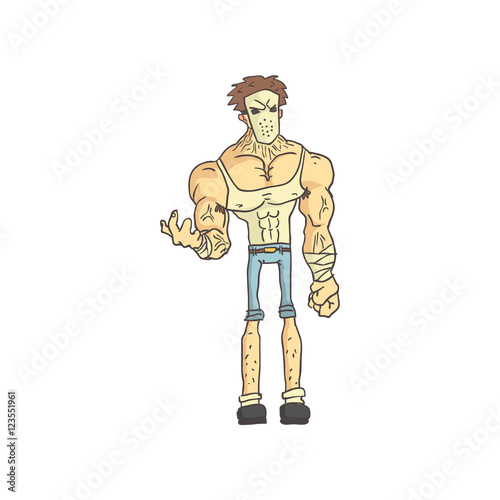 Φωτογραφία Serial Killer Dangerous Criminal Outlined Comics Style Illustration