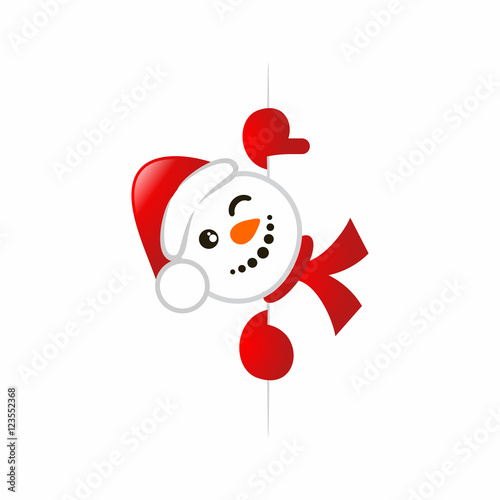 Cartoon Snowman Holding Banner