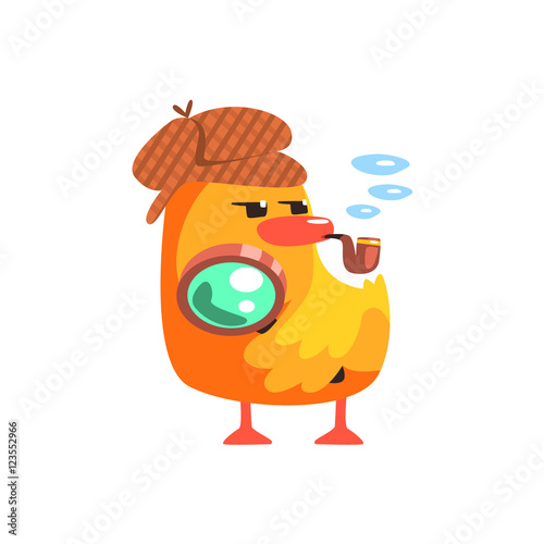 Duckling Private Detective Cute Character Sticker