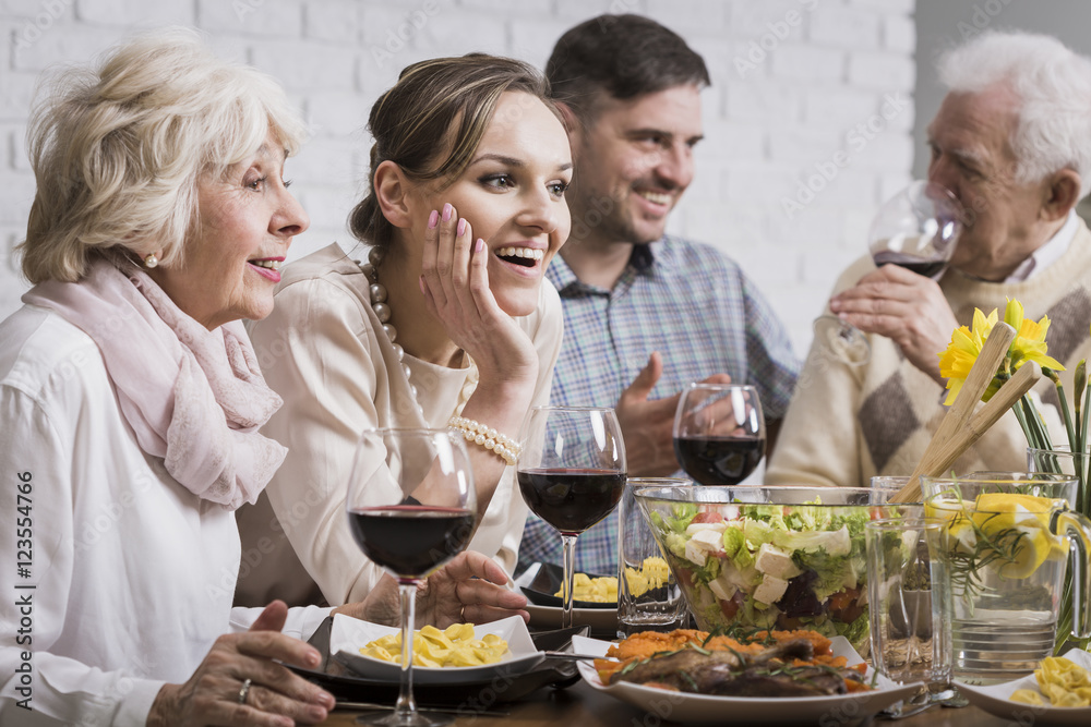 Family dinner with wine Family dinner with wine