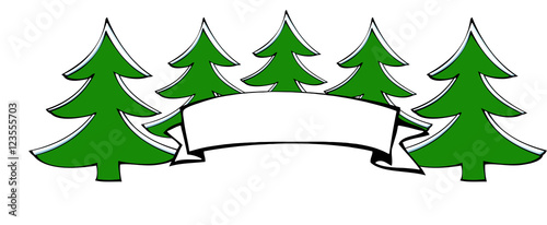 Christbäume mit Banderole
