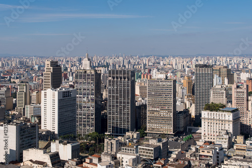 Sao Paulo City Skyline - View of Buildings in Anhangabau Valley
