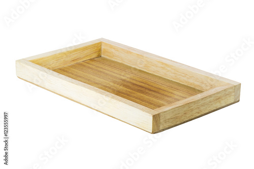 Wooden boxes or shelves empty for a trade show on white background and clipping path. © tapui