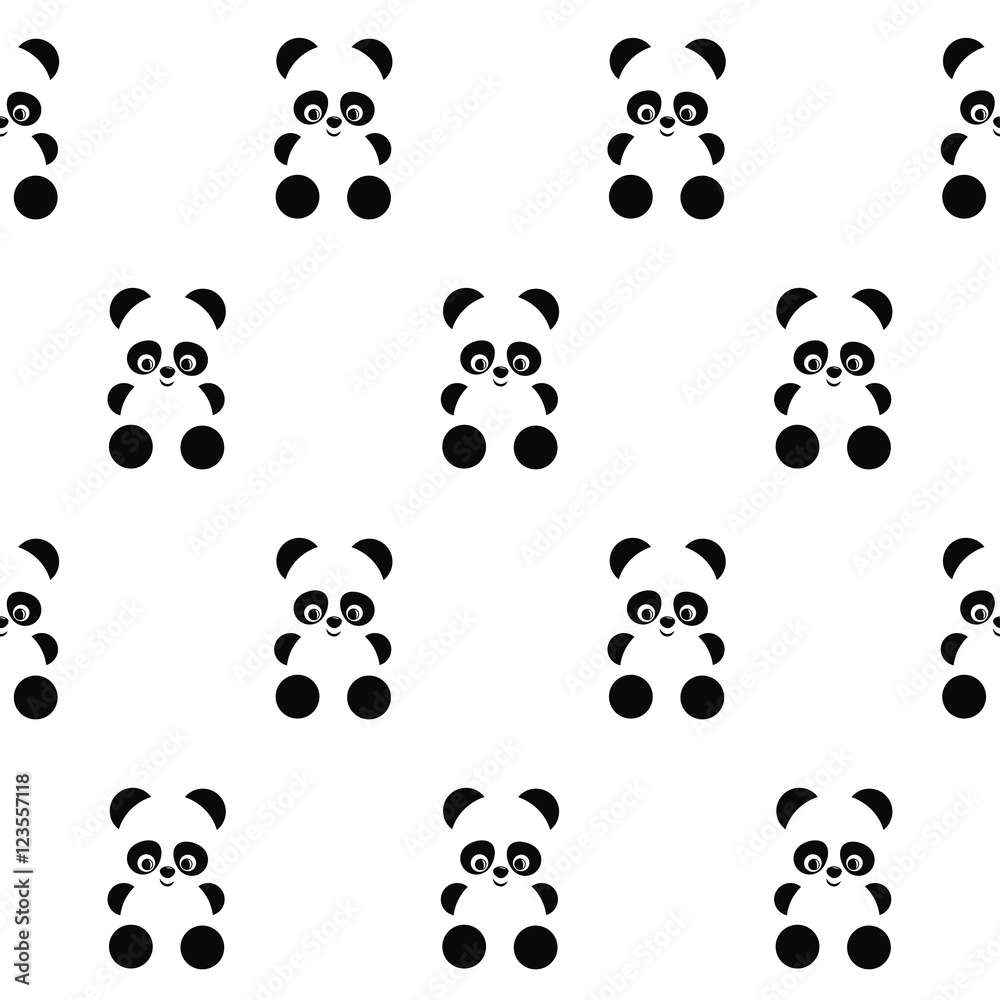 Panda seamless pattern on white background. Cute design for print on baby's  clothes, textile, wallpaper, fabric. Vector background with smiling baby  animal panda. Simple child style illustration. Stock Vector | Adobe Stock