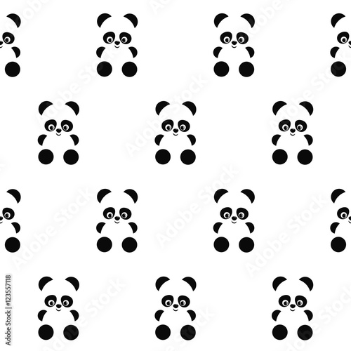 Fototapeta Naklejka Na Ścianę i Meble -  Panda seamless pattern on white background. Cute design for print on baby's clothes, textile, wallpaper, fabric. Vector background with smiling baby animal panda. Simple child style illustration.