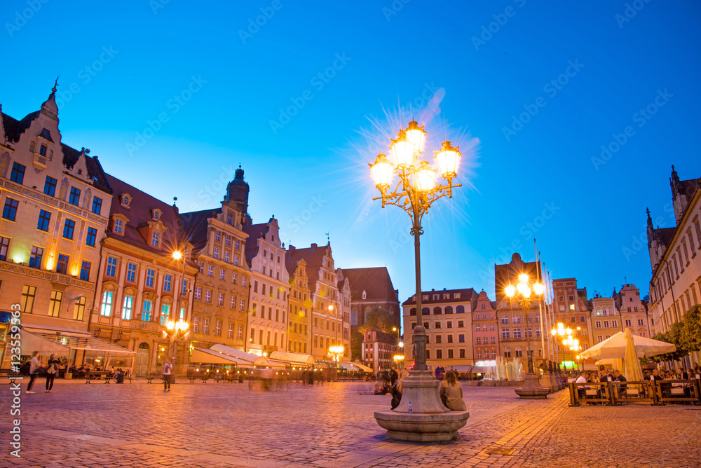 fabulous city landscape with a lantern and fountain on the medie