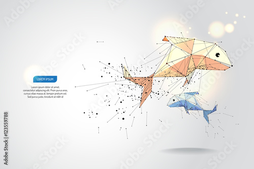 abstract motion background. dot line design. fish and zodiac con