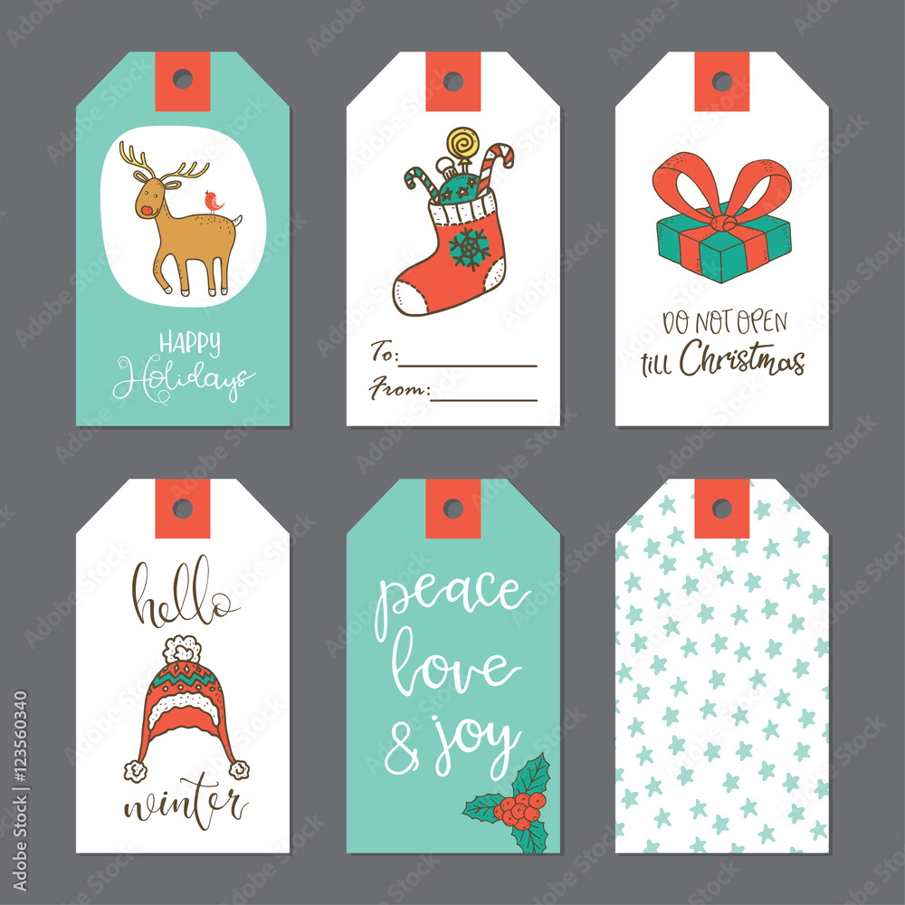 Christmas cute gift tags set