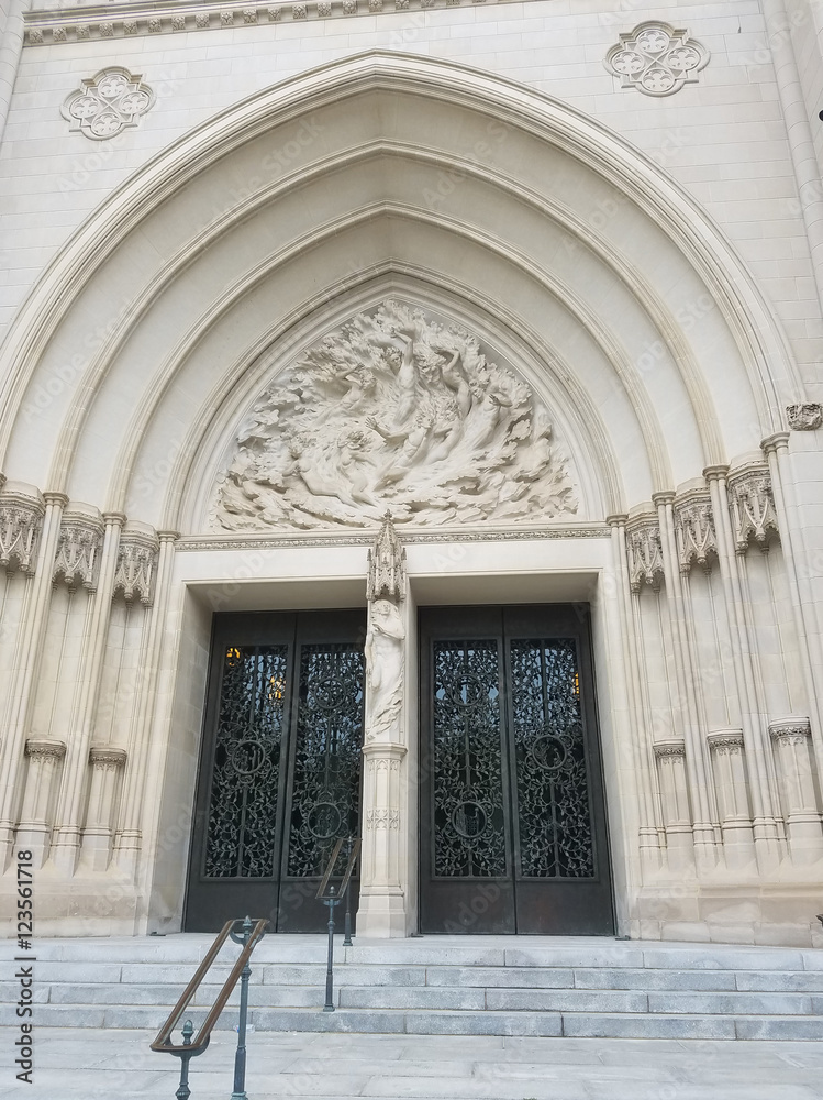 The National Cathedral portal in Washington DC, USA 