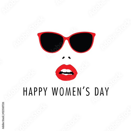 happy 8 march with woman face icon color illustration