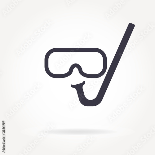 Diving or scuba mask icon. Mask and snorkel. Vector illustration.