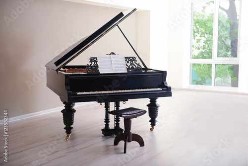 Piano in empty classic room photo