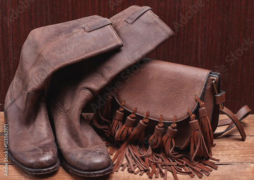 fashionable boots and bag