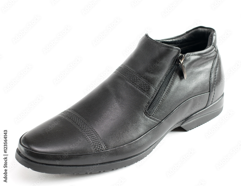 Black men's shoes from leather isolated on white background. Black men's shoes from leather isolated on white background.