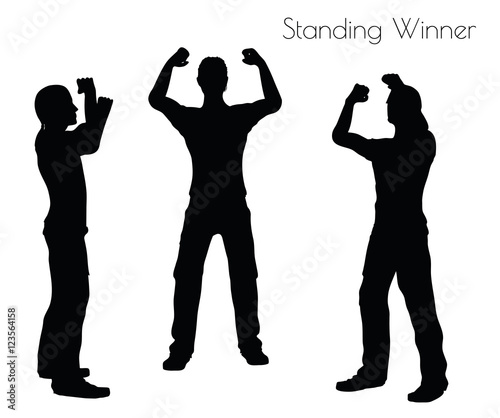 man in Standing Winner  pose on white background