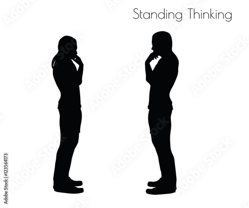 Standing Thinking  pose on white background
