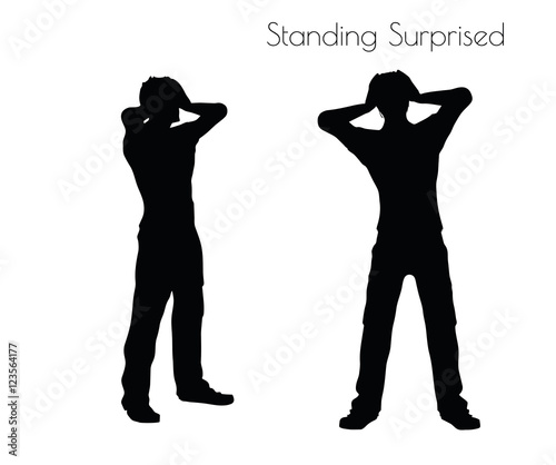 man in Standing Surprised  pose on white background
