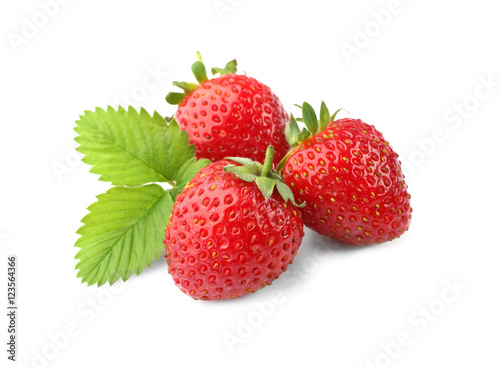 Red strawberries isolated on white